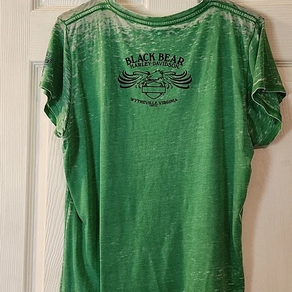 Green V-neck Harley Davidson shirt - Picture 3 of 3